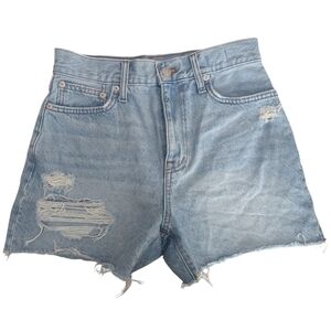 MADEWELL Distressed 'The Mom Jean Short Size 25 Light Wash